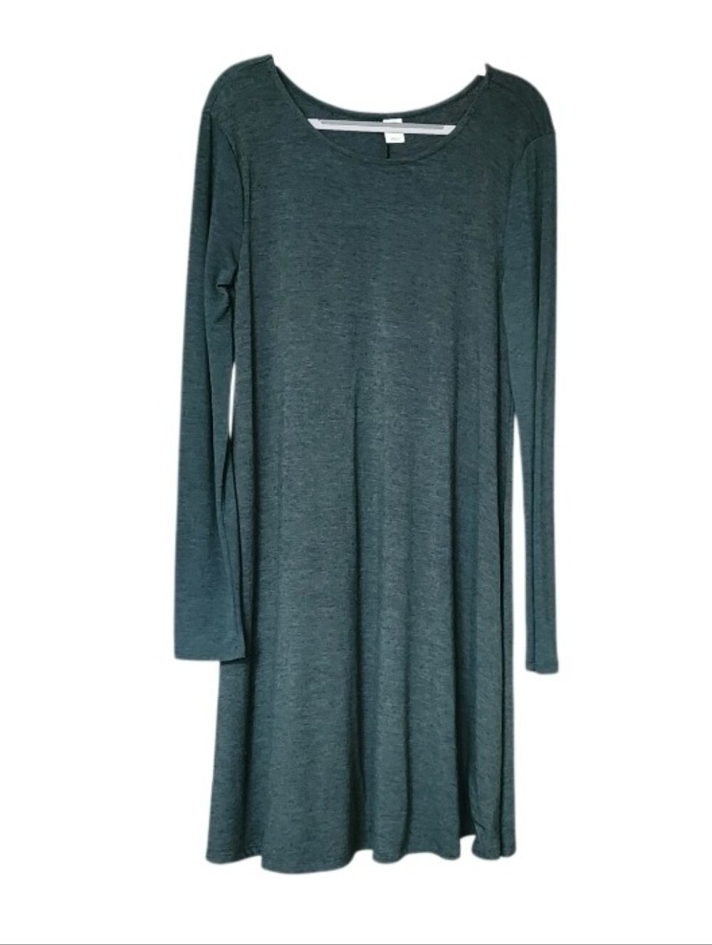Long Sleeve Scoop Neck Swing Dress - Dark Teal